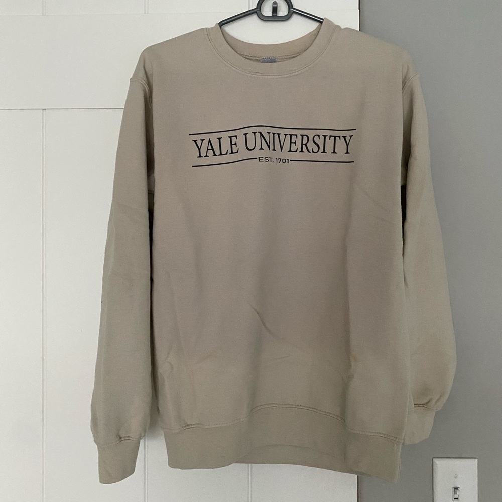 Yale university beige tan sand crew neck sweater